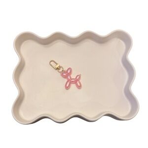 Pink Iridescent Balloon Dog Keychain Charm